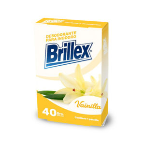 Pastillas Para Inodoro Brillex - Vainilla de 40 gramos, con 24 piezas por caja, para un baño limpio y perfumado.