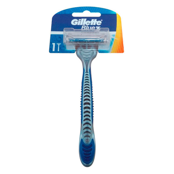 Afeitadora Gillette Blue 3 con tres hojas de corte, cabezal pivotante y banda lubricante para afeitado suave