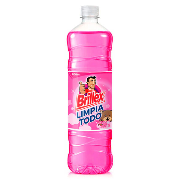 Limpiapisos Brillex Suavidad de Bebé, 900 ml, 12 pcs por caja, elimina suciedad con suavidad y deja un aroma fresco