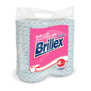 Rollo Multiuso Brillex XS, 2 hojas con aroma y diseño, 4 rollos por pack, ideal para limpieza diaria