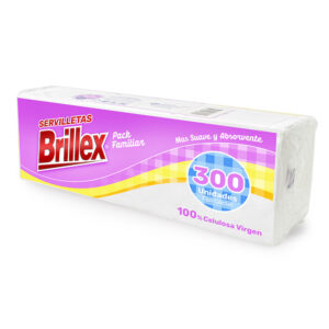 Servilletas Brillex de 300 unidades, 24 x 24 cm, suaves y absorbentes, ideales para cualquier ocasión.