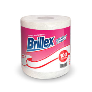 Toalla de papel Brillex unitaria de 100 metros, 6 unidades por pack, altamente absorbente y resistente