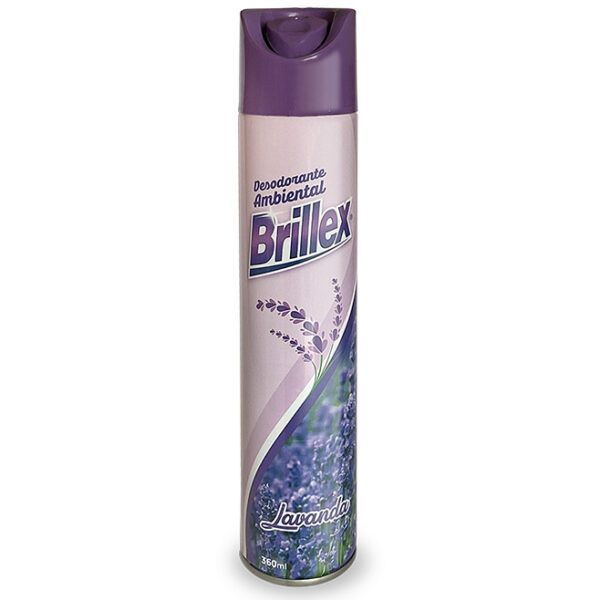 Desodorante Ambiental Brillex - Aroma Lavanda. 360 ml, 12 unidades por caja.